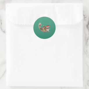 Chipmunk Lover Xmas Lighting Santa Chipmunk Xmas Classic Round Sticker