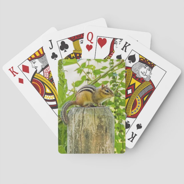 Chipmunk on a Fence Post Playing Cards (Back)