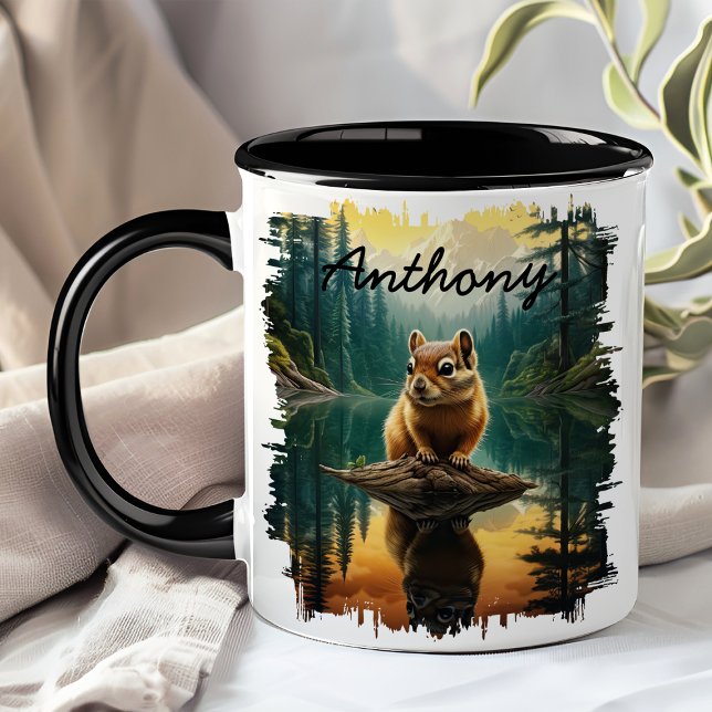 Chipmunk on Log Lake Reflection  Mug (Creator Uploaded)