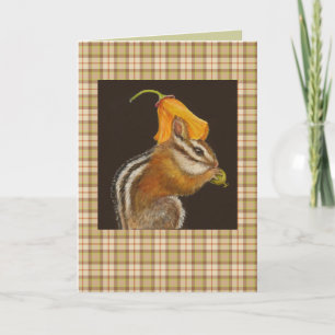 Chipmunk on plaid card