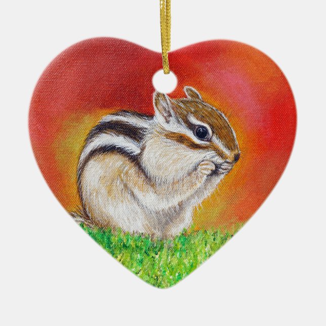 Chipmunk Painting Ceramic Ornament (Front)