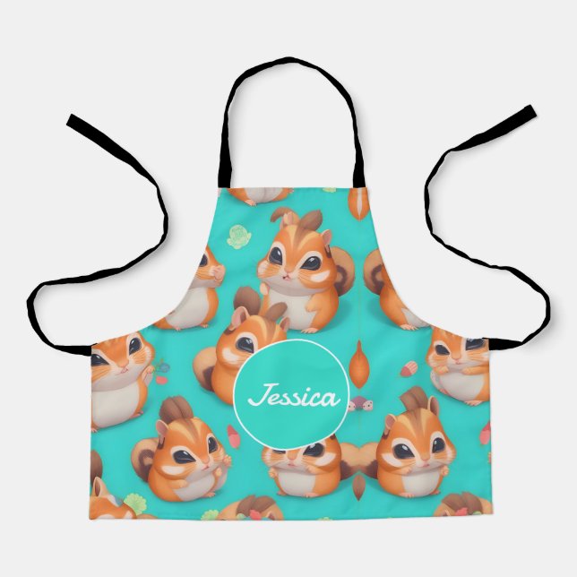 Chipmunk Pastel Colourful Personalised Pattern Apron (Front)