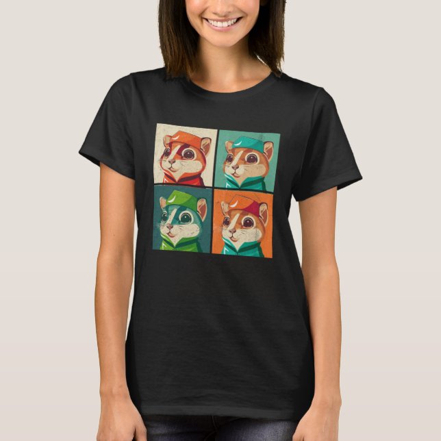 Chipmunk Pop Illustration Colourful Animal Women   T-Shirt (Front)