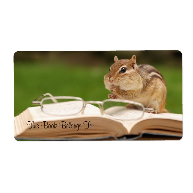 Chipmunk reading bookplate (Front)