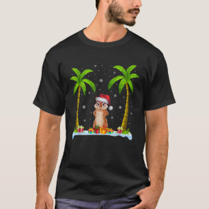 Chipmunk Santa Hat Palm Tree Beach Xmas Pajama  T-Shirt