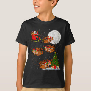 Chipmunk Santa Sleigh Flying Funny Magical Christm T-Shirt