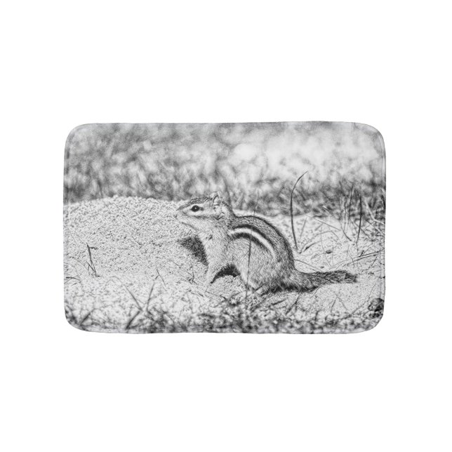 Chipmunk Sketch Bath Mat (Front)