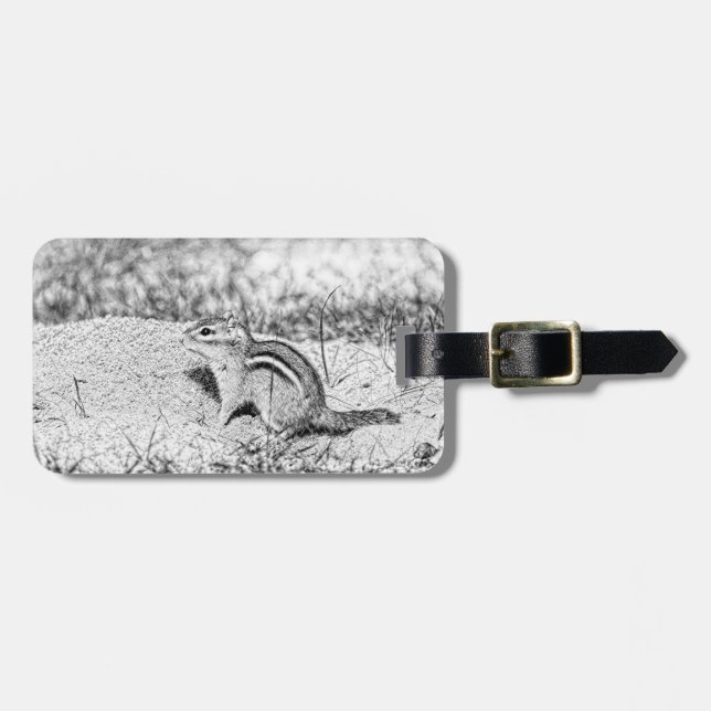 Chipmunk Sketch Luggage Tag (Front Horizontal)