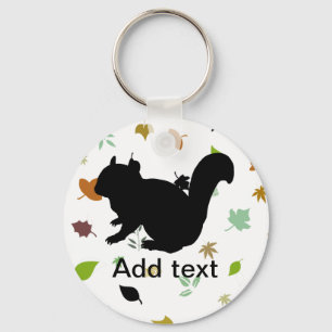 Chipmunk , Squirrel , illustration , (Black) Key Ring