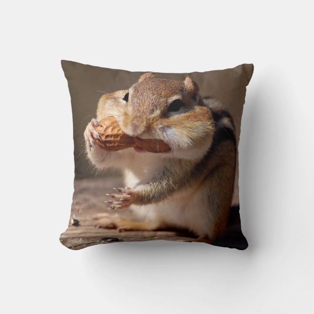 Chipmunk Stuffing His Face Cushion (Front)