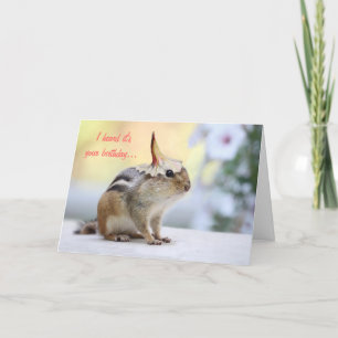 Chipmunk Wearing Flower Party Hat Card