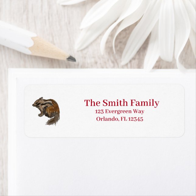Chipmunk Wilderness Illustration Return Address  Label (Insitu)