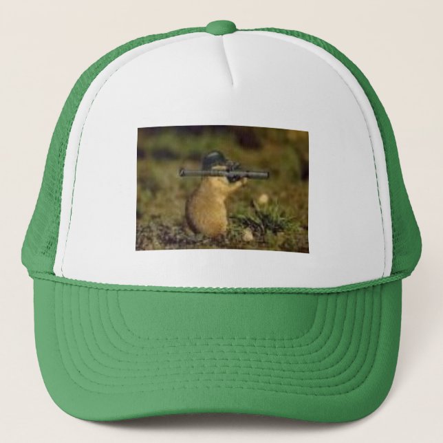chipmunk with a gun trucker hat (Front)