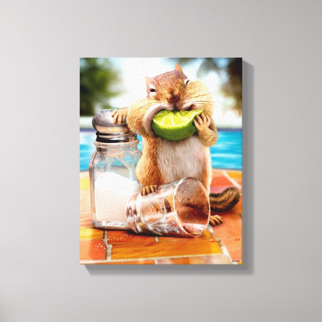 Chipmunk With Lime Canvas Print (Front)