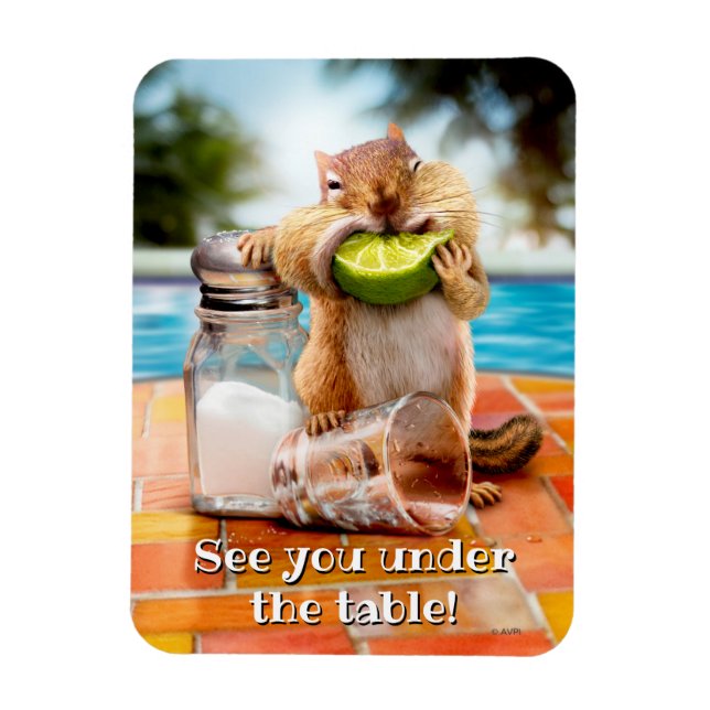 Chipmunk With Lime Magnet (Vertical)