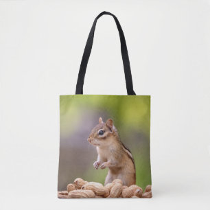 Chipmunk with peanuts tote bag