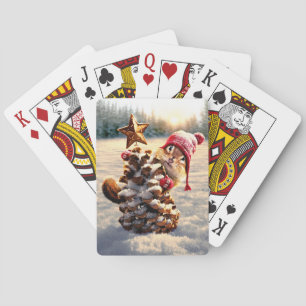 Chipmunk With Pine Cone Tree Playing Cards