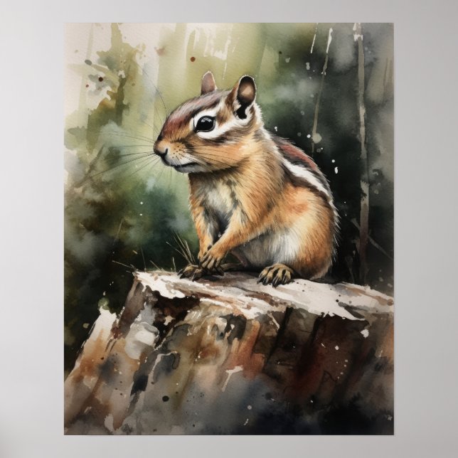Chipmunk Woodland Animal Art Print Poster (Front)