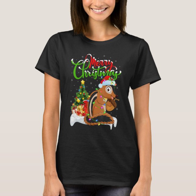Chipmunk   Xmas Decorations Santa Chipmunk Christm T-Shirt (Front)