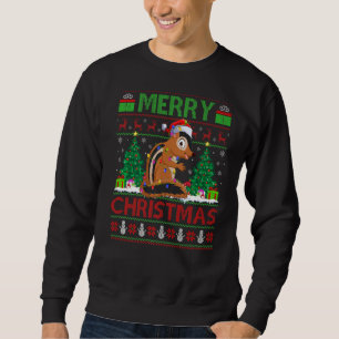 Chipmunk Xmas Tree Light Ugly Santa Chipmunk Chri Sweatshirt