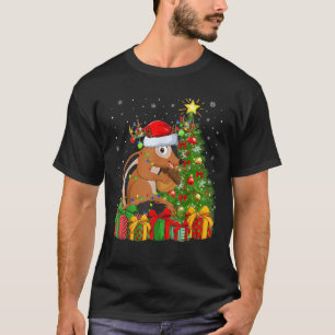 Chipmunk Xmas Tree Lighting Santa Hat Chipmunk Chr T-Shirt