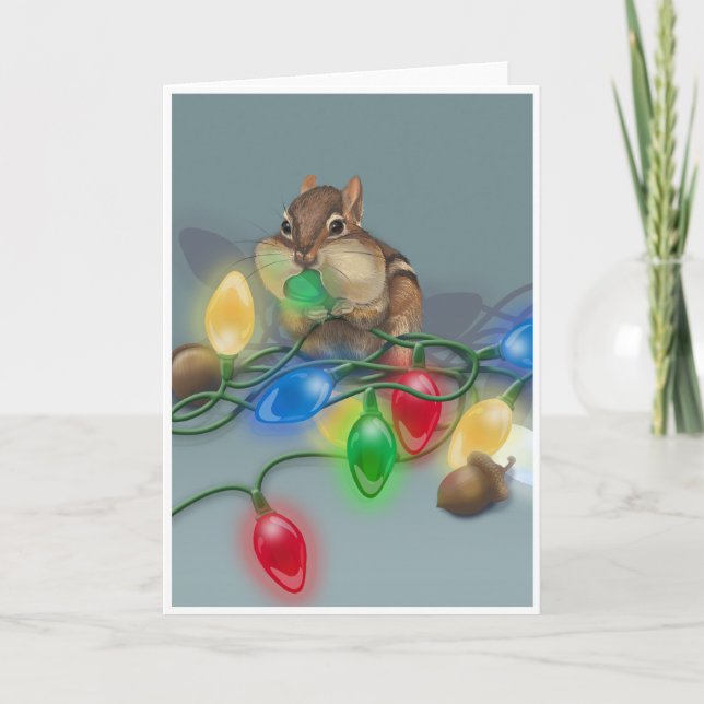 Chipmunk's Bright Idea Holiday Card (Front)