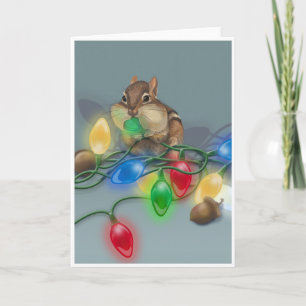 Chipmunk's Bright Idea Holiday Card