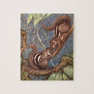 Chipmunks by Louis Sargent, Vintage Wild Animals Jigsaw Puzzle