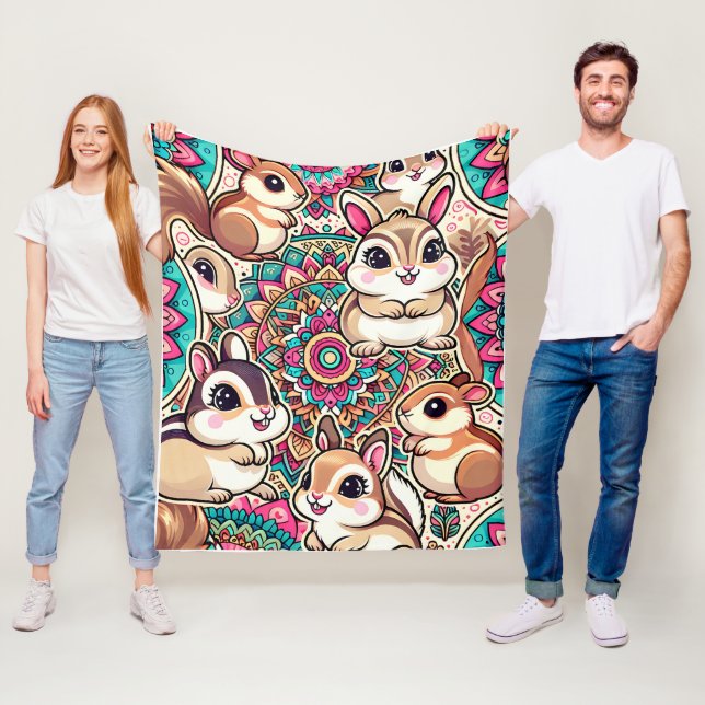 "Chipmunks & Cottontails" Fleece Blanket (In Situ)