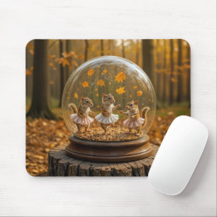 Chipmunks Dancing In a Glass Globe Mouse Pad
