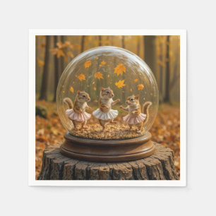 Chipmunks Dancing In a Glass Globe Napkin