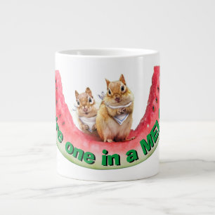 Chipmunks Eating Watermelon Large Coffee Mug