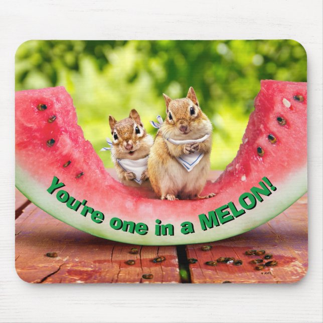 Chipmunks Eating Watermelon Mouse Pad (Front)