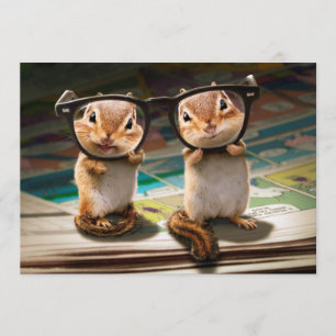 Chipmunks in Reading Glasses Invitation