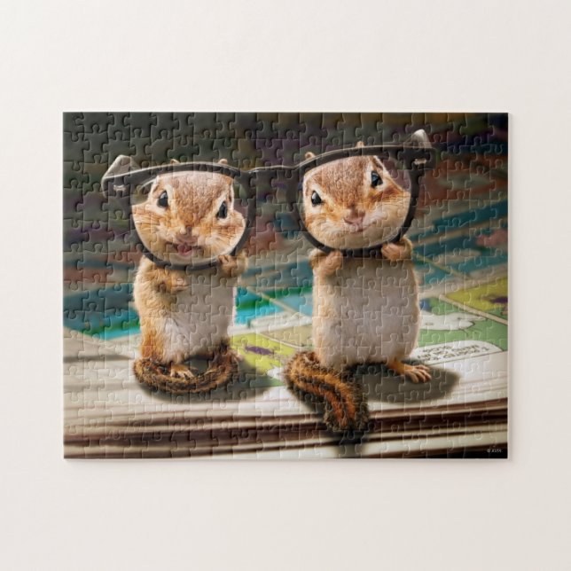 Chipmunks in Reading Glasses Jigsaw Puzzle (Horizontal)