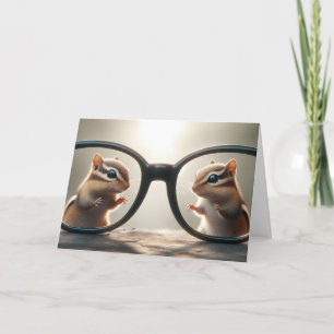 Chipmunks Peering Through Glasses  Card