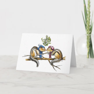 Chipmunks Under the Mistletoe - editable Card