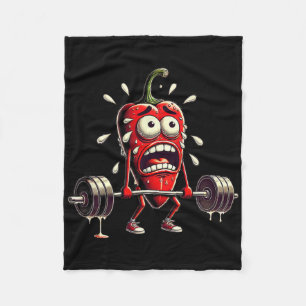 Chipotle Pepper Doing Deadlifts Fitness Bodybuildi Fleece Blanket