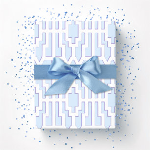 Chippendale Fret in Blue and Purple Wrapping Paper