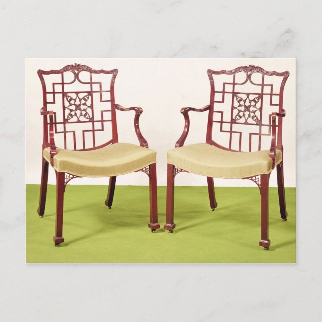 Chippendale mahogany dining chairs postcard (Front)