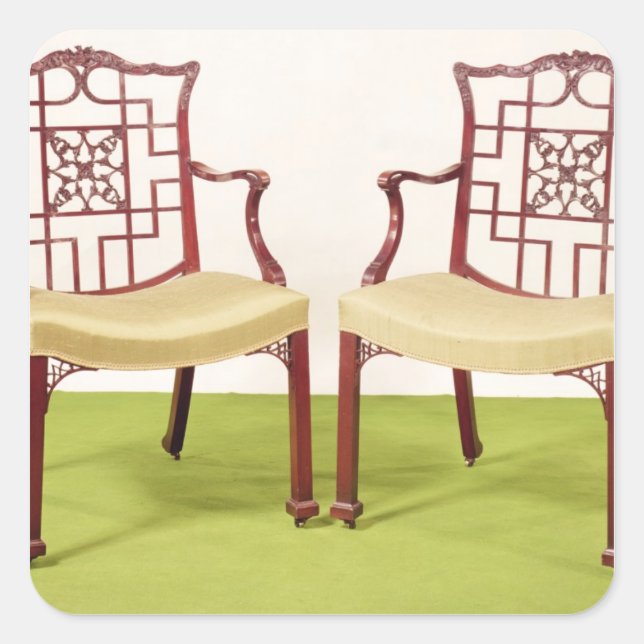 Chippendale mahogany dining chairs square sticker (Front)
