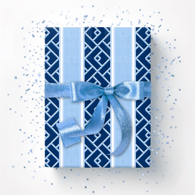 Chippendale Stripe in Blue Indigo Wrapping Paper (Creator Uploaded)