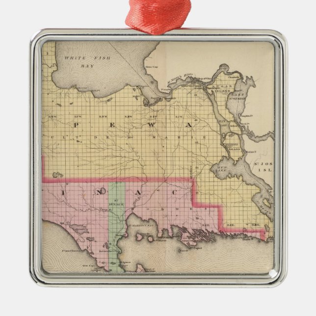 Chippewa County  Mackinac County Michigan Metal Ornament (Front)