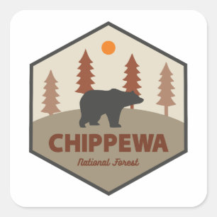 Chippewa National Forest Minnesota Bear Square Sticker