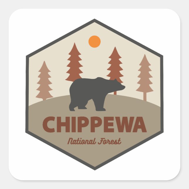 Chippewa National Forest Minnesota Bear Square Sticker (Front)