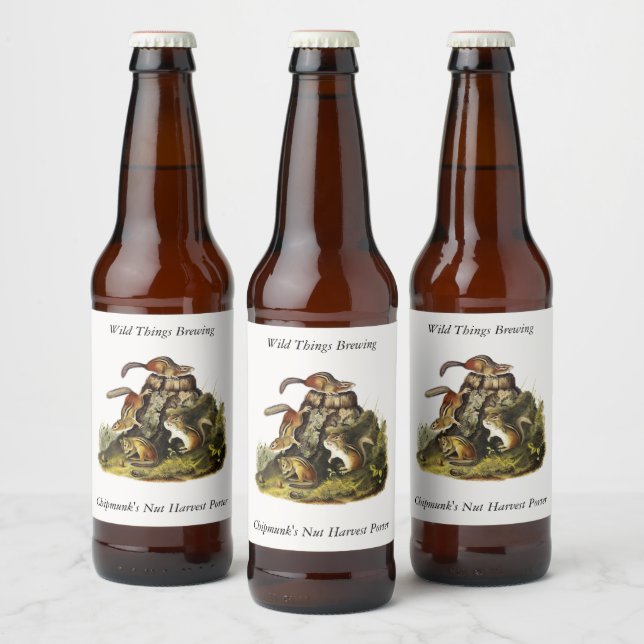 Chipping Squirrel ( Eastern Chipmunk ) by Audubon Beer Bottle Label (Bottles)