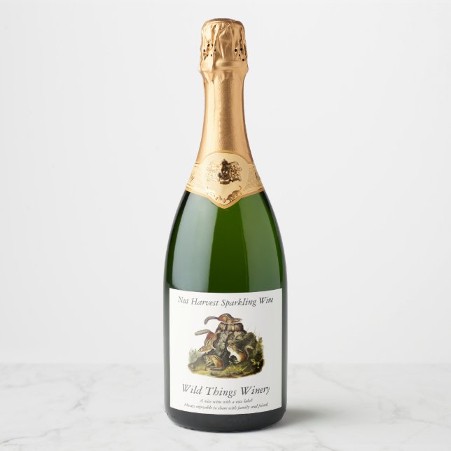 Chipping Squirrel ( Eastern Chipmunk ) by Audubon Sparkling Wine Label (Front)