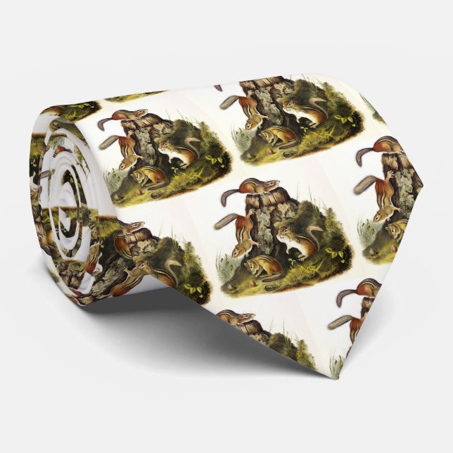 Chipping Squirrel ( Eastern Chipmunk ) by Audubon Tie (Rolled)