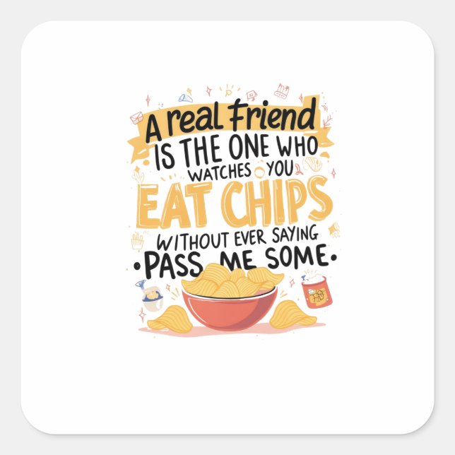 Chips & True Friends Square Sticker (Front)