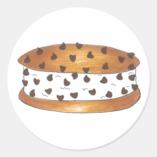 Chipwich Chocolate Chip Cookie Ice Cream Sandwich Classic Round Sticker (Front)